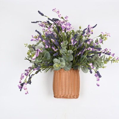 Artificial Spring Summer Blossoms Cluster Berry Wildflower Floral Arrangement For For Front Door Wall Decor, Greenery Foliage Leaves Eucalyptus Table Centerpiece For Home Office Wedding Party Decor