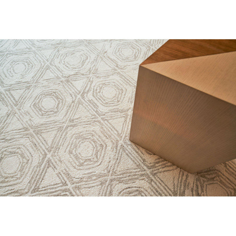 Caprice Wool Geometric Area Rug, Rectangle 12' x 15', Ivory/Dark Blue