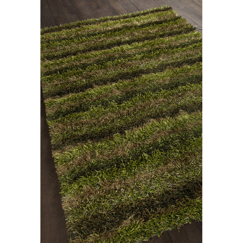 Kubu Hand Loomed Striped Area Rug in Green, Rectangle 7'9" x 10'6"