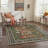 Mirage Geometric Machine Washable Green Indoor Area Rug with Non-Slip Backing-128992372
