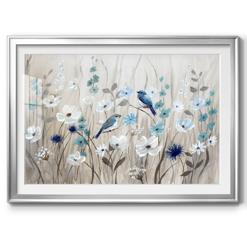 Bluebirds au printemps, H 30 po x l 44 po x P 1,5 po, Argent