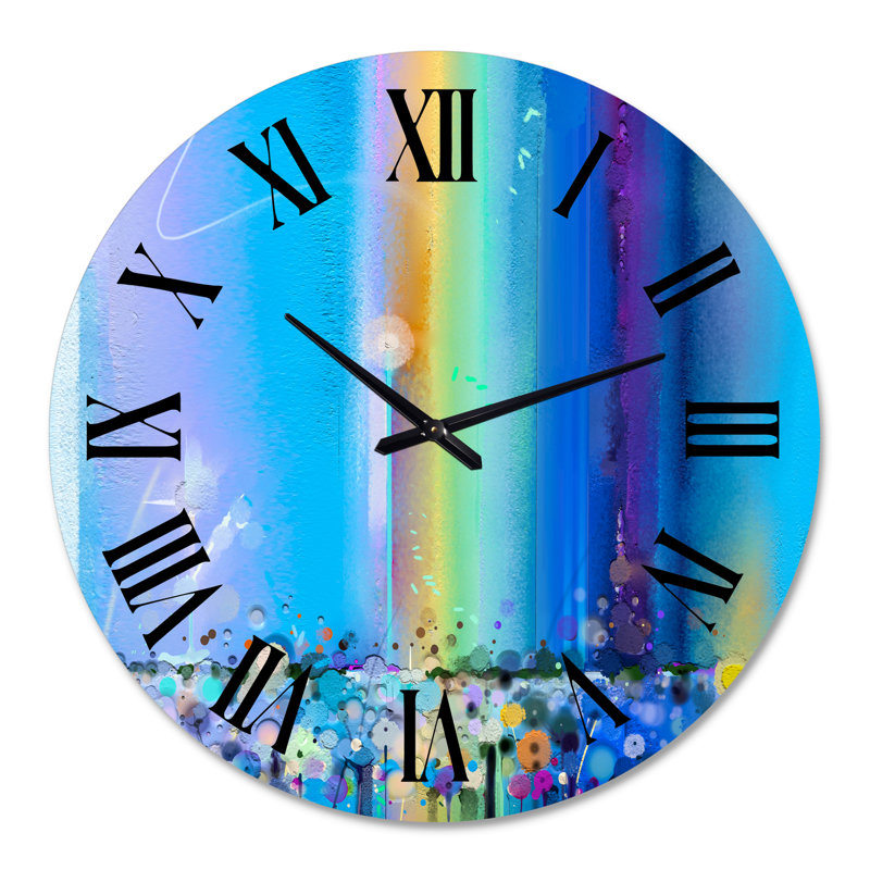 Bleu ciel abstrait paysage II - horloge murale moderne, Grand