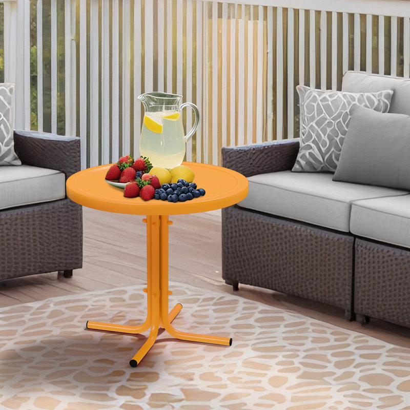 Patio Orange Steel Side Table, Orange