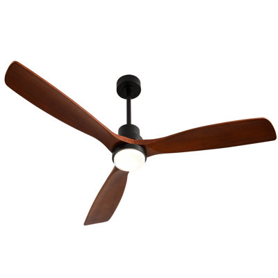 Modern Ceiling Fan With Light 3 Solid Wood Blades Remote Control Reversible DC Motor With Dimmable LED
