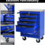 6 porte-outils à 6 tiroirs avec roulettes, rangement multifonctionnel pour les lieux de travail, noir et bleu, glissières de tiroir à roulement, mécanismes de verrouillage 4 tiroirs en métal, couleur bleue, entrepôt de garage-1515867402