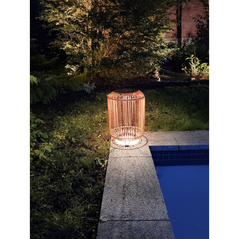 Beige Rattan Solar Powered LED Outdoor Floor Lamp