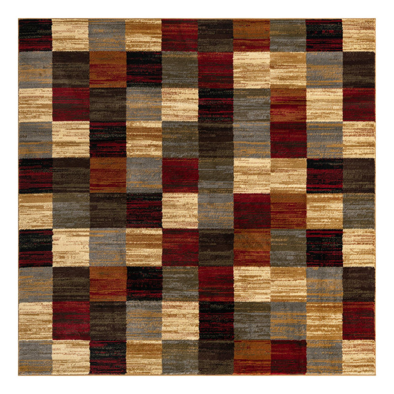 Adetomiwa Performance Abstract Indoor Rug, Square 6'1"