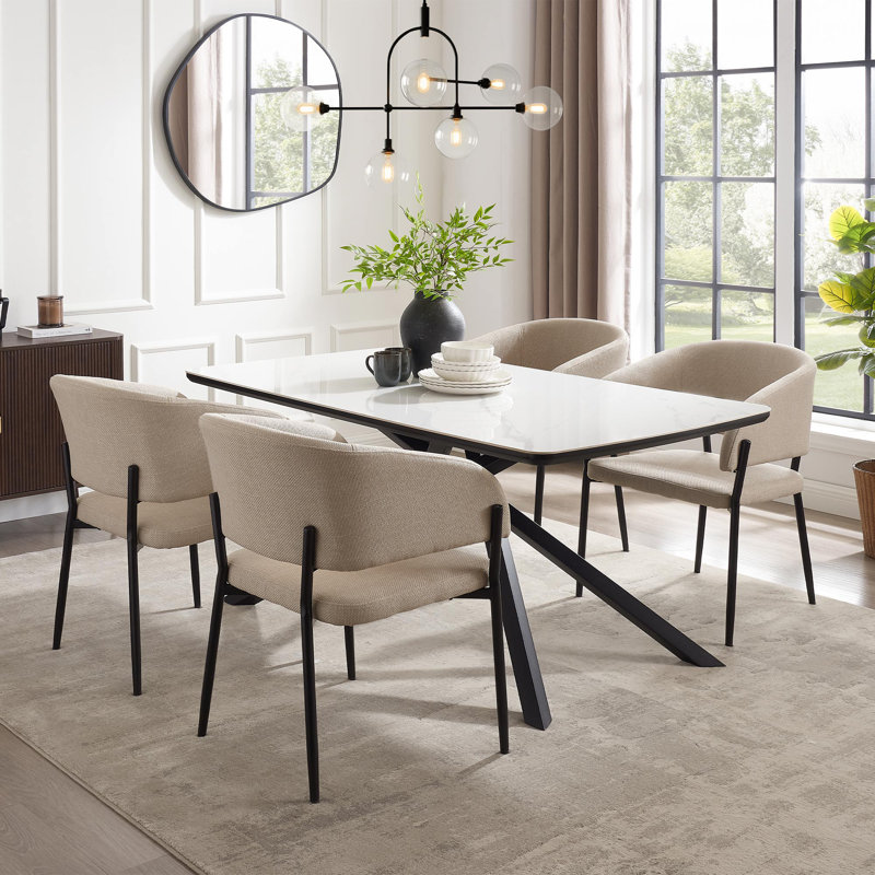 Whitworth Marble Effect 6 Seat Dining Table, White