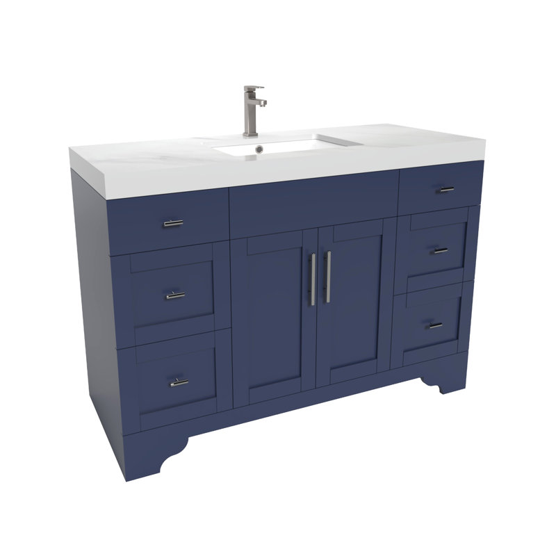 Ensemble de meuble-lavabo autoportant 48 po Aurilla, Bleu marine