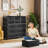 12-Drawer Fabric Dresser with Side Pockets, Hooks, Steel Frame & Wood Top Chest-1515024347