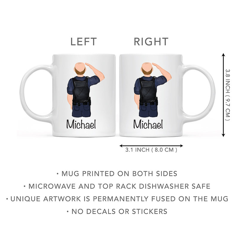 Tasse à café personnalisée, Policier blanc / brun 1, Oui