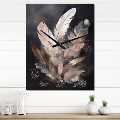 Feather Wanderlust VII - Glam Feather Wall Clock