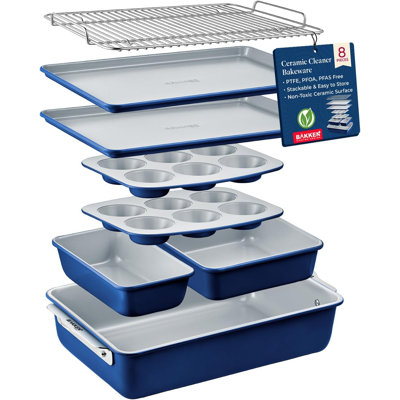 Lifemaster 8 Piece Non-Stick Steel Bakeware Set