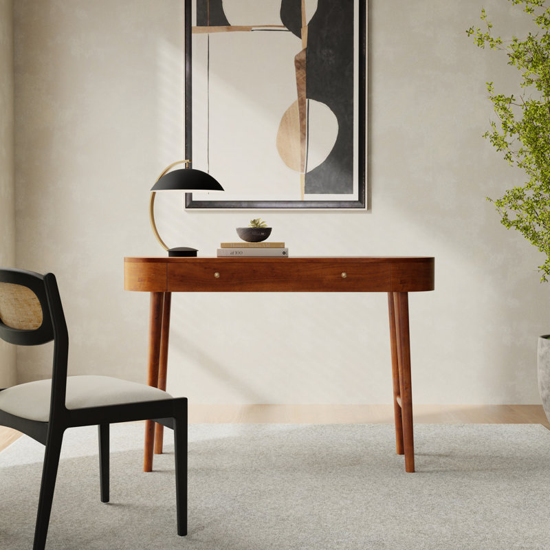 Bureau d'écriture Oblong Mid-Century 45 po, brun noyer, Brun
