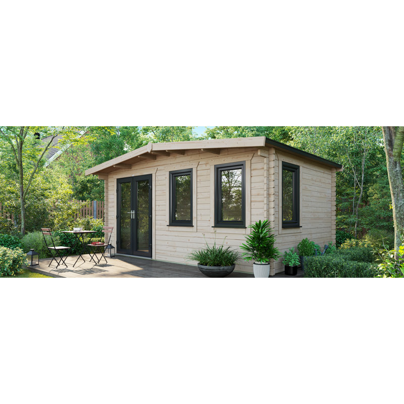 Powersheds Apex 10 x 16ft Chalet Log Cabin, Doors to the Left - 44mm