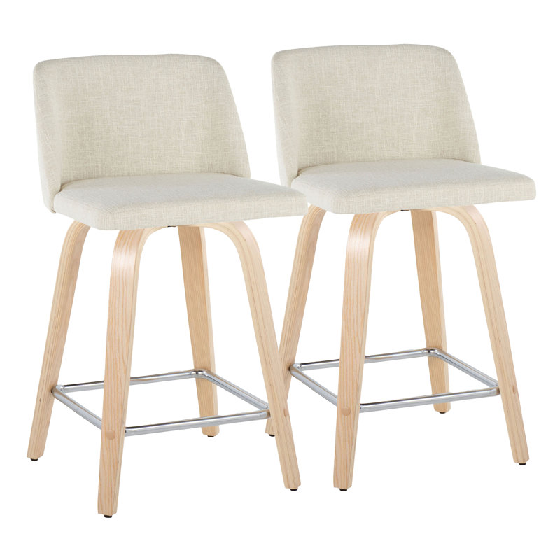 Toriano Swivel Upholstered Counter Stool, Cream