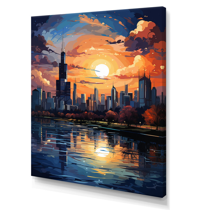 Chicago Popart III sur impression sur toile, H 20 po x l 12 po x P 1 po, Toile tendue
