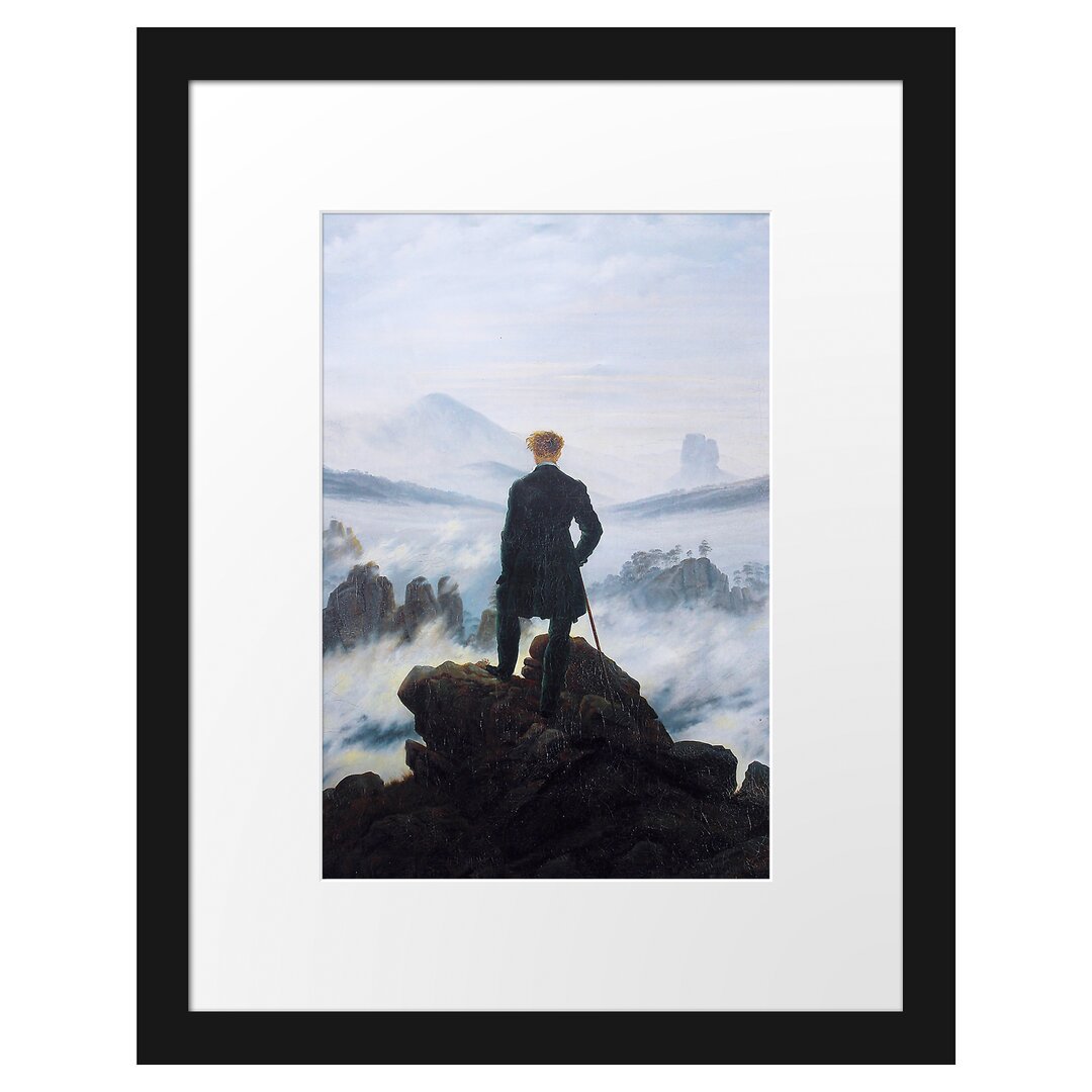 Gerahmter Grafikdruck Wanderer Above the Sea of Fog von Caspar David Friedrich