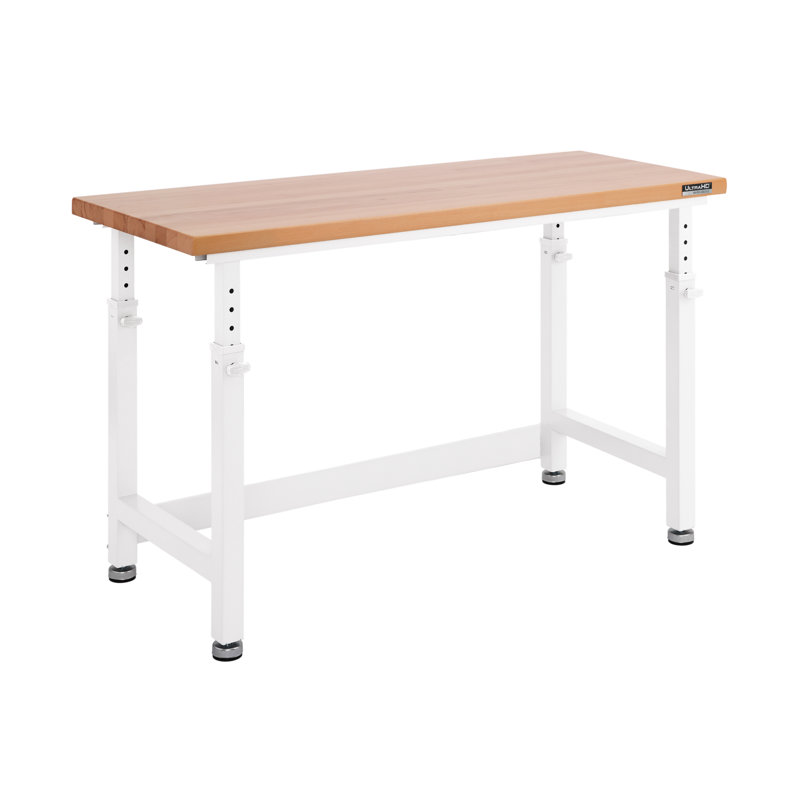 Seville Classics UltraHD Adjustable Height Workbench, 60" W x 24" D x 28.5" - 42" H, White