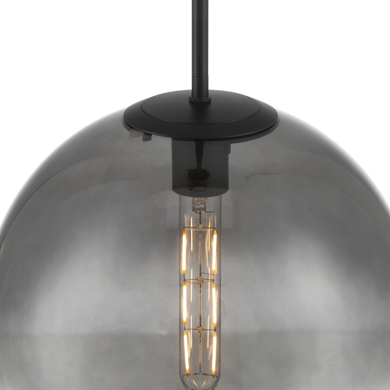 Luminaire suspendu en verre 12 po, Noir mat, Noir