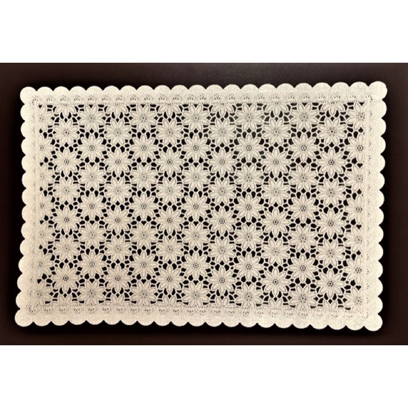 Napperon en PVC 45 x 30 cm, blanc / C, forme carrée, Blanc, Floral 3