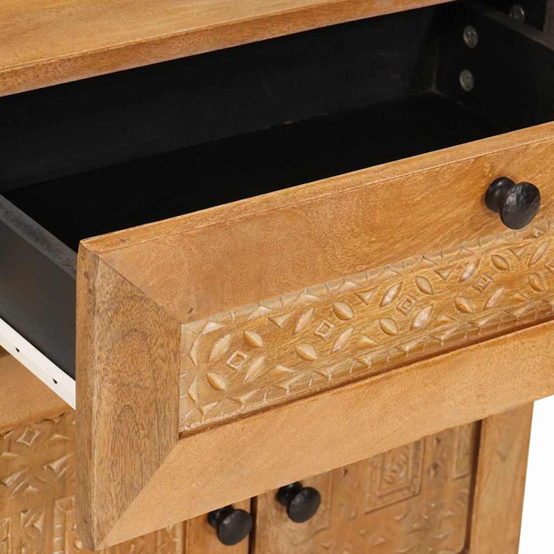 50cm W Solid Wood Bedside Table, Light Brown