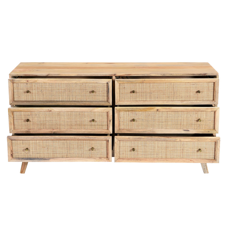 Shriya Solid Wood 147 cm W Chest of 6 Drawers