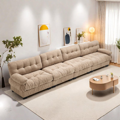Modular Sectional Sofa With Deep Seats And Round Armrests For Comfort