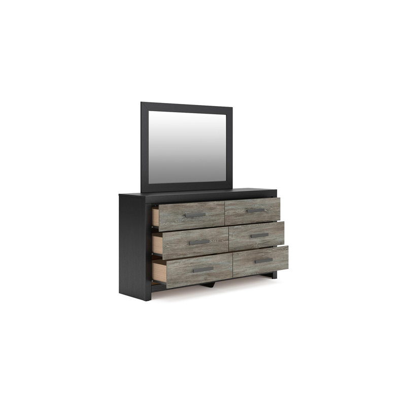 Commode et miroir Lumberton, Grey/Black