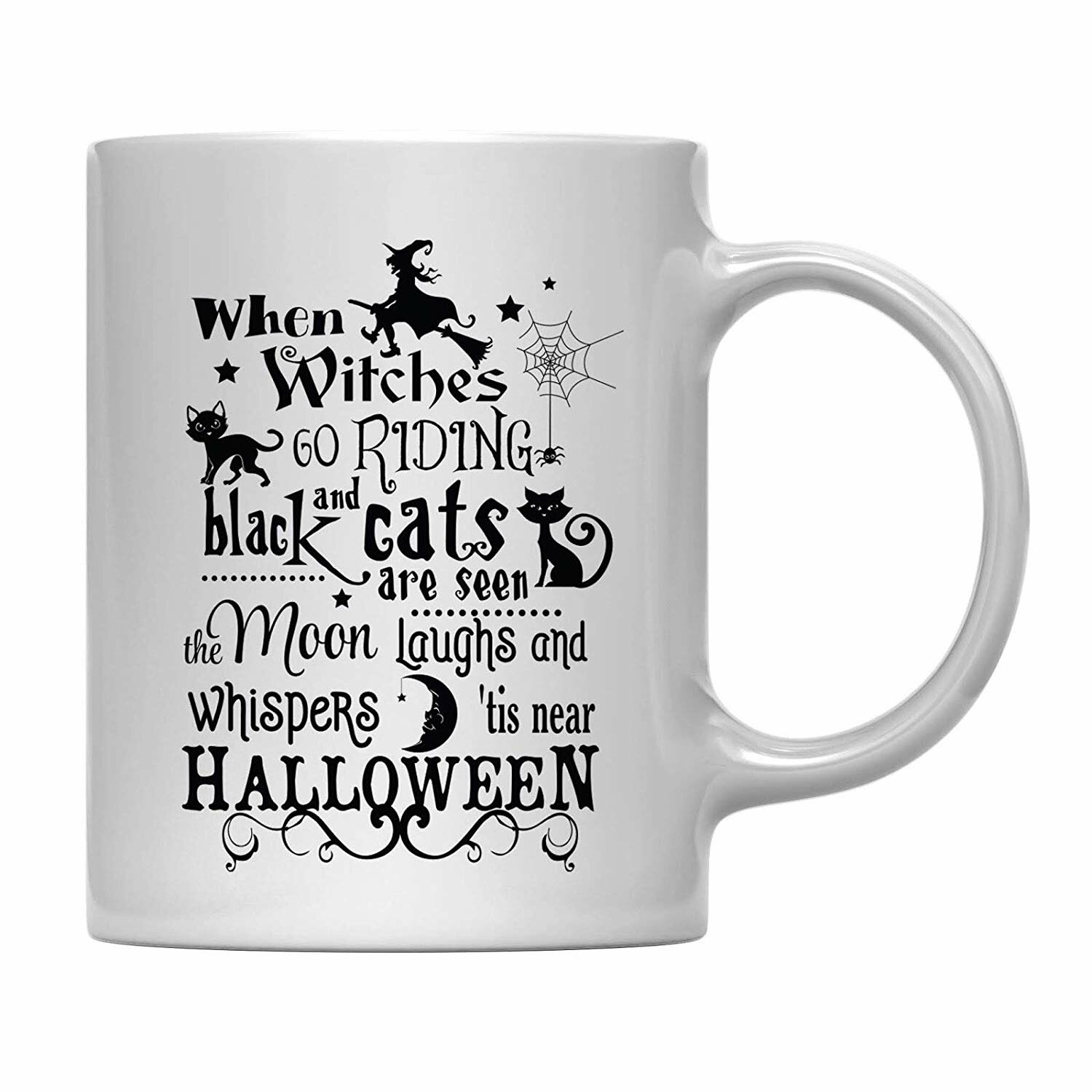 Ebros Ceramic Wicca Hocus Pocus Witch Black Cauldron Magical Witches Broth Dipping or Condiment Bowl or As Large Mug 18oz with Broom Spoon Serveware S