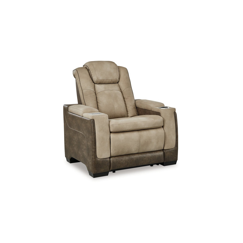 Fauteuil inclinable électrique Corbin, similicuir 39 po, chargeur sans fil, Brun