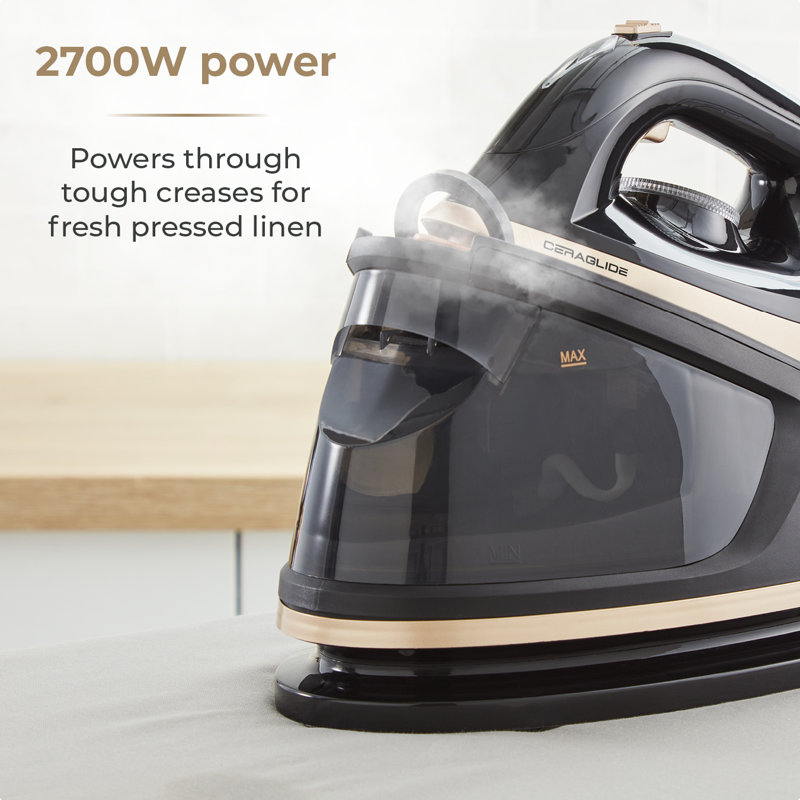 Tower T22023GLD Ceraglide Steam Generator with Steam Shot Button, 3 Temperature Settings, 1.2L, 2700 W, Champagne Gold and Black