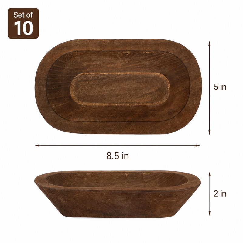 Paquet de 10 bols à pâte en bois rustique