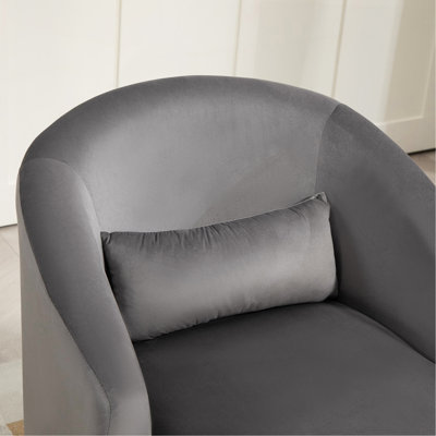 Fauteuil d'appoint pivotant 361 degrés, fauteuil incurvé rembourré en velours, fauteuil de loisirs contemporain entièrement assemblé pour le bureau de la chambre à coucher du salon