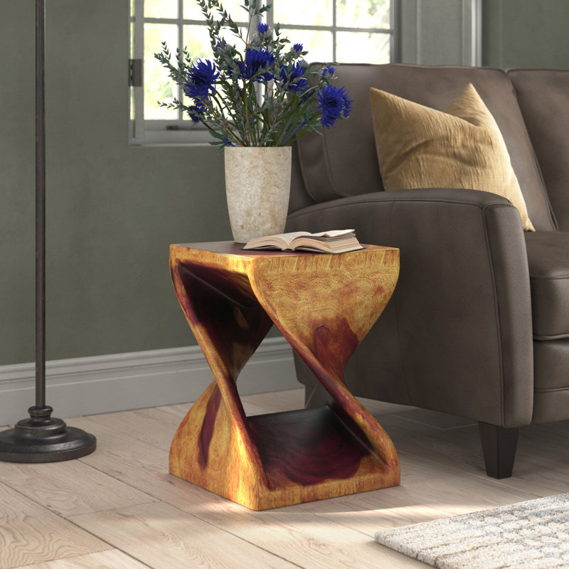 Channen Solid Wood End Table, Red Wood, 23" H x 15" W x 15" D