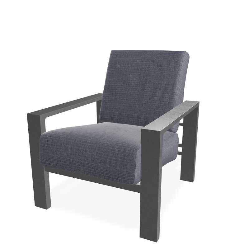 Chaise avec accoudoirs à coussin profond Larssen, Graphite, Denim prouvé