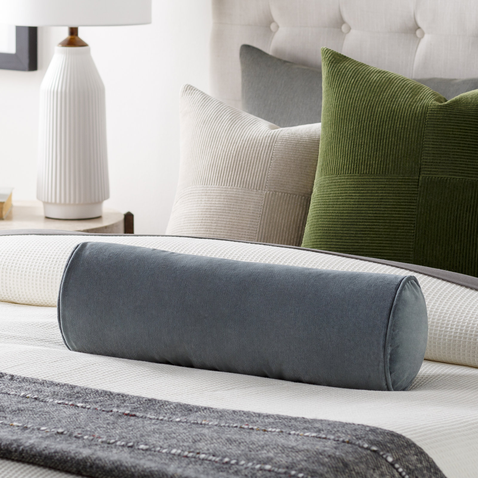 Deane Pillow Cover & Insert Bolster, Charcoal, Polyester/Pollyfill