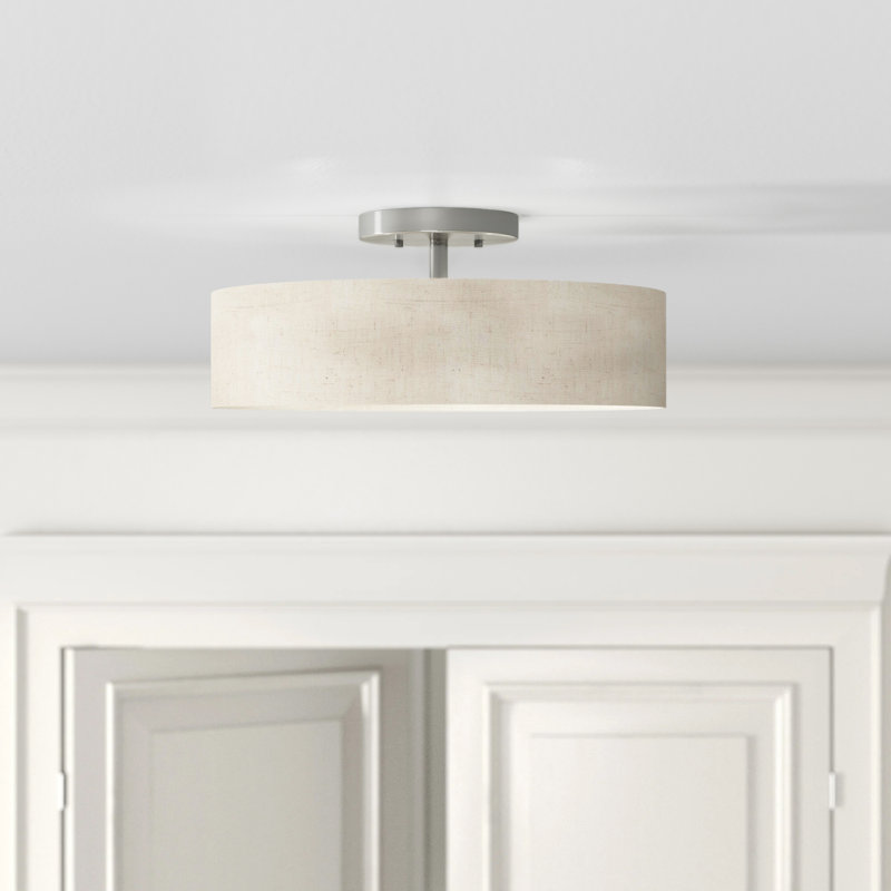Plafonnier semi-encastré cylindrique à 4 lumières de 14 po Ashtun, Nickel brossé