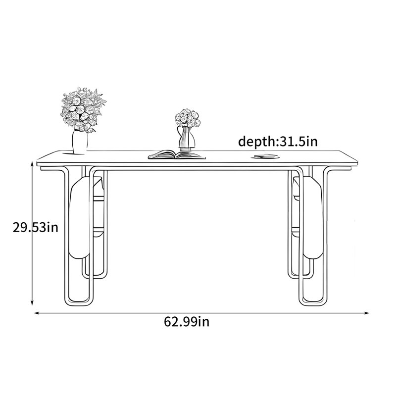 Small rectangular dining table, 29.53"H x 62.99"L x 31.5"W