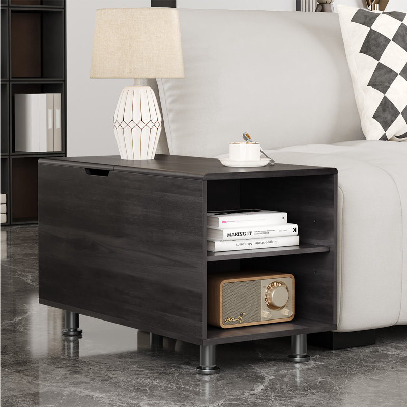 Modern Expandable Sofa End Table with Storage and Adjustable Shelf,Living Room End Side Table with Four Legs,Modular Sofa Table for Bedroom,Office