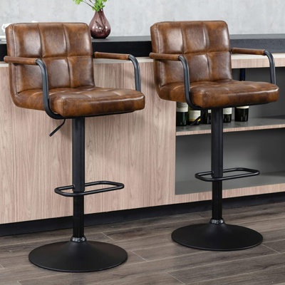 Penacook Swivel Upholstered Faux Leather Adjustable Height Counter Stool