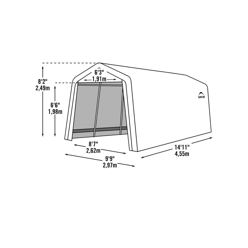 Sandstone 15' x 8' Portable Steel Frame Garage Canopy