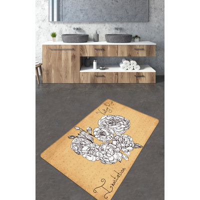Antibacterial Bathmat, 100% Polyester, 27.6 x 47.2 Inches | Non-Slip Underside, 700 g/m² | Machine Washable at 86°F | Yellow, Black & White Design | Perfect for Bathroom Safety & Style, Soft & Durable