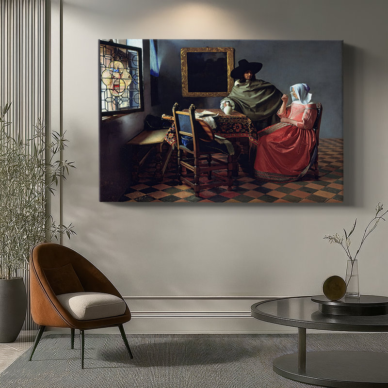 The Glass of Wine-Johannes Vermeer-Gallery Wrapped Canvas-c. 1660, 18 x 27