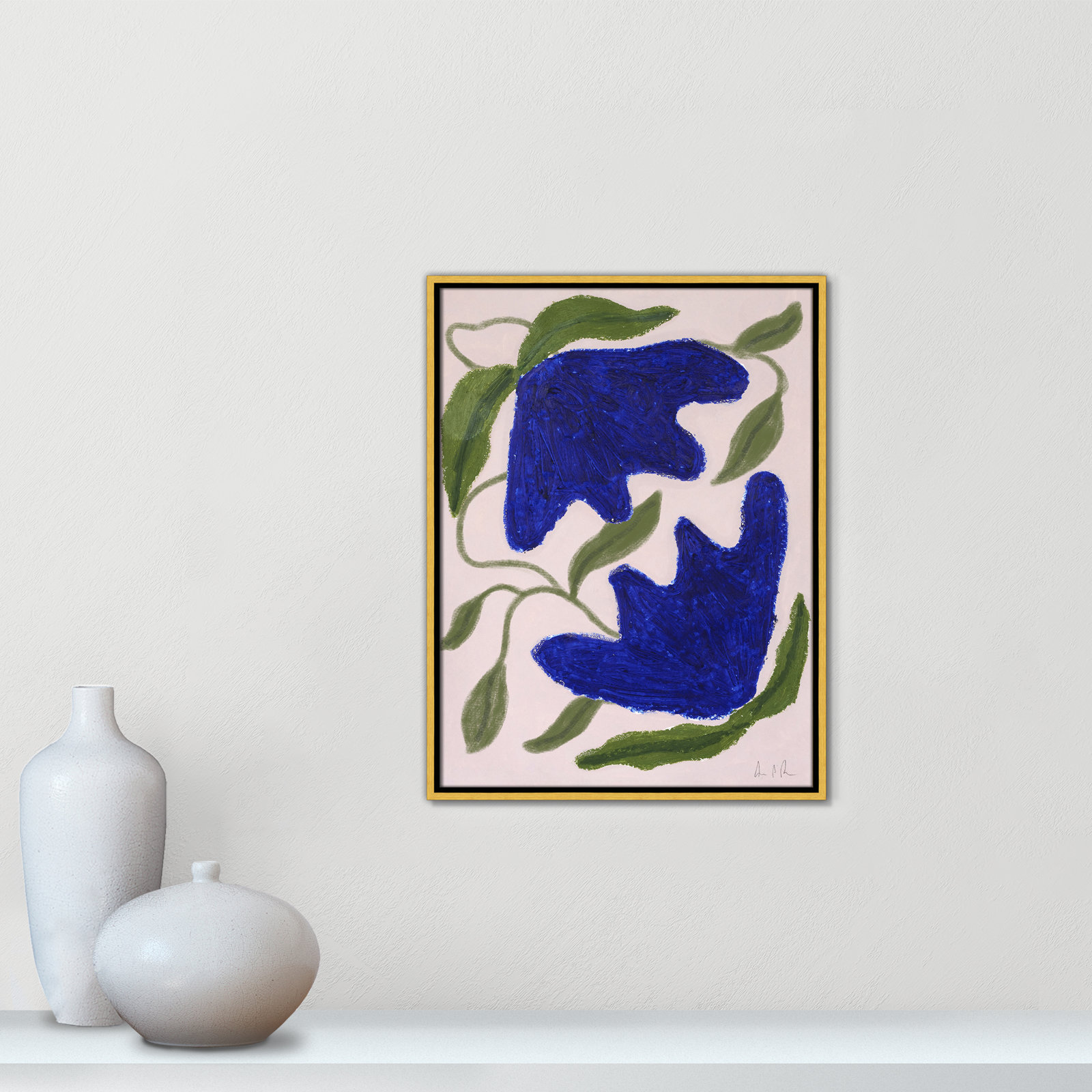 Colette "Blue Anemones No. 02" Print, 25.5" H x 19.5" W, Gold