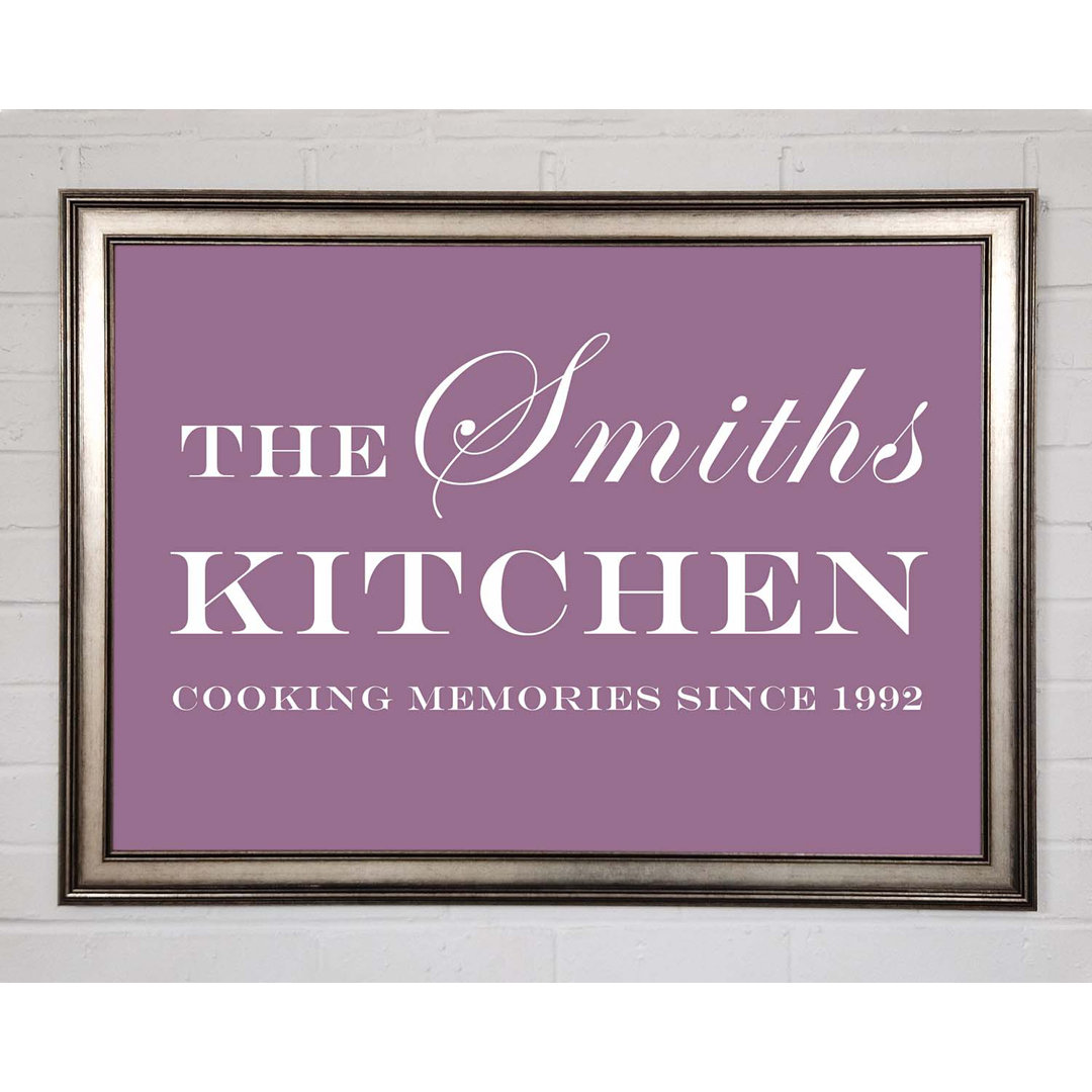 Gerahmtes Poster Kitchen Quote Your Family Name And Date Kitchen Dusty Pink