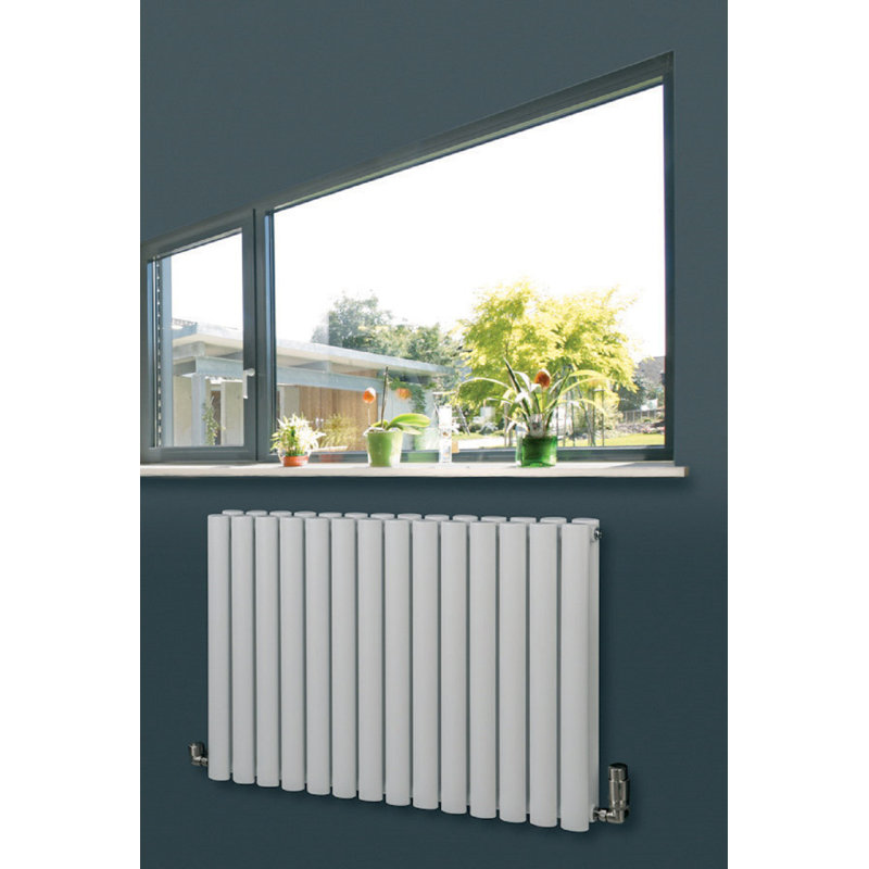 Angela Horizontal Oval Panel Radiators, 60cm H x 41cm W x 9cm D, White