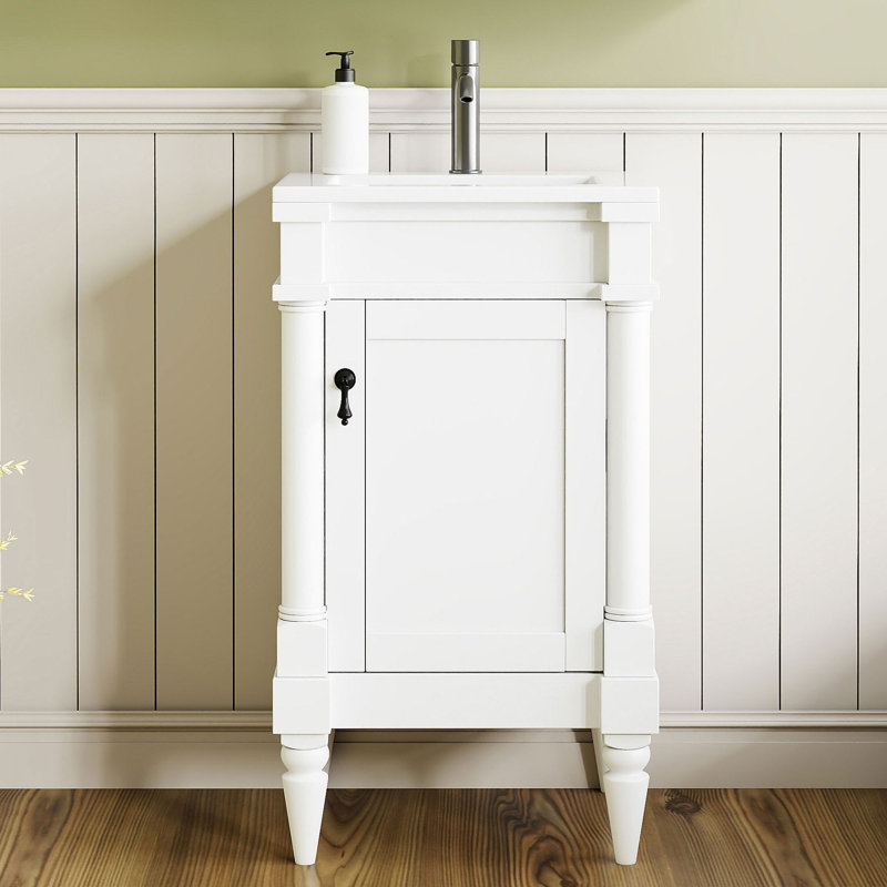 Ensemble de meuble-lavabo moderne 18 po avec lavabo et tablette réglable, Blanc