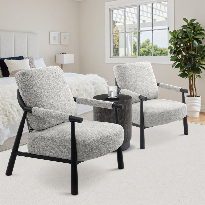 Boucle Accent Lounge Chair Plush Modern Armchair, White
