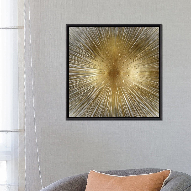 «Radiant» par Abby Young - impression d'art graphique, H 26 po x l 26 po x P 1,5 po, Toile avec cadre noir patiné